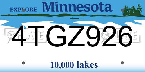 4TGZ926 Minnesota License Plate