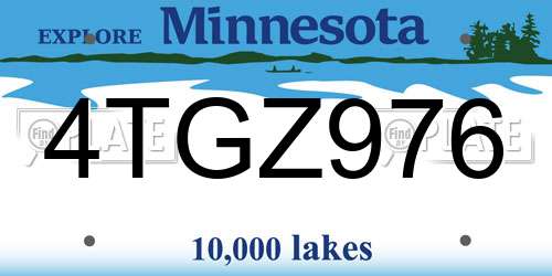 4TGZ976 Minnesota License Plate