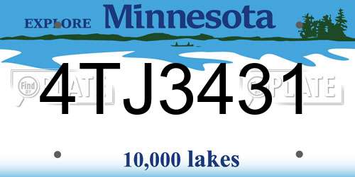4TJ3431 Minnesota License Plate