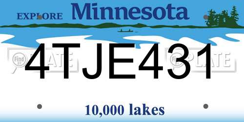 4TJE431 Minnesota License Plate