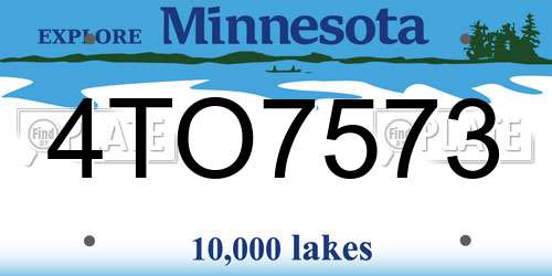 4TO7573 Minnesota License Plate
