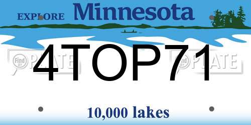 4TOP71 Minnesota License Plate
