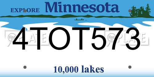 4TOT573 Minnesota License Plate
