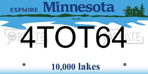 4TOT64 Minnesota License Plate