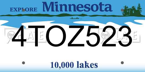 4TOZ523 Minnesota License Plate