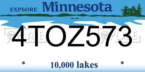 4TOZ573 Minnesota License Plate