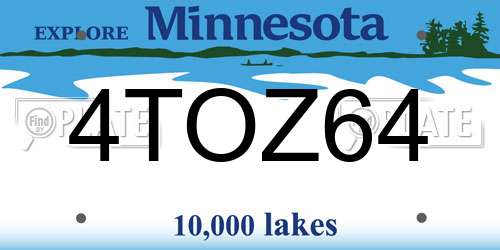 4TOZ64 Minnesota License Plate