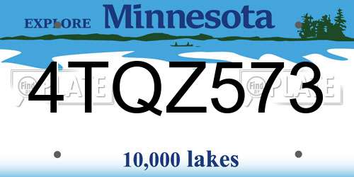 4TQZ573 Minnesota License Plate
