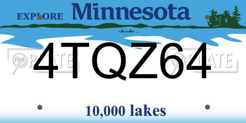 4TQZ64 Minnesota License Plate