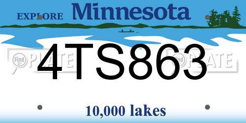 4TS863 Minnesota License Plate