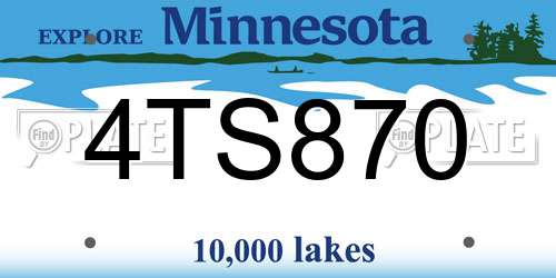 4TS870 Minnesota License Plate