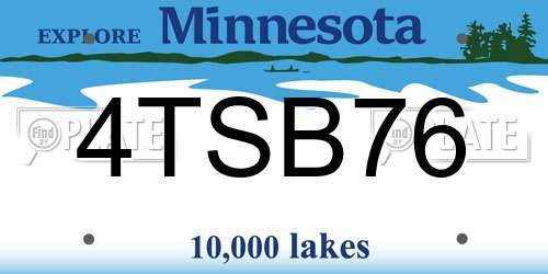 4TSB76 Minnesota License Plate