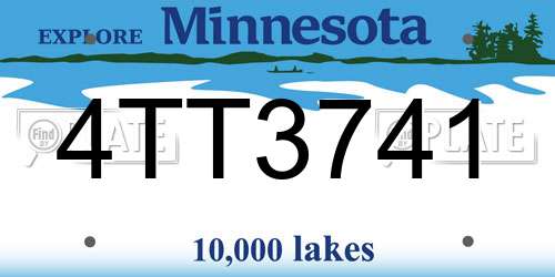 4TT3741 Minnesota License Plate