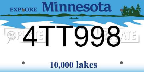 4TT998 Minnesota License Plate