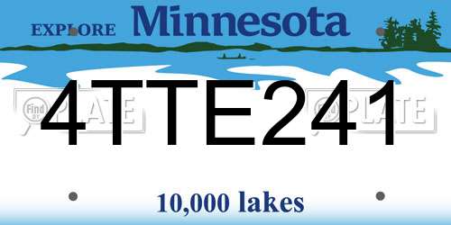 4TTE241 Minnesota License Plate