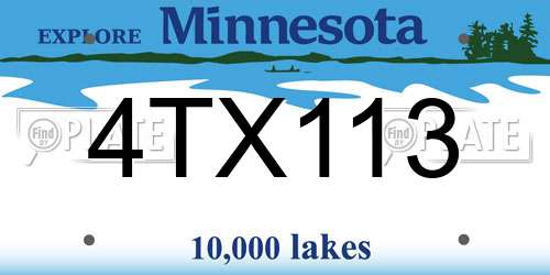 4TX113 Minnesota License Plate