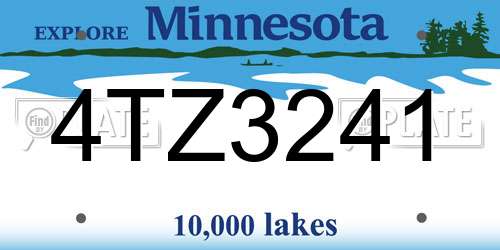 4TZ3241 Minnesota License Plate
