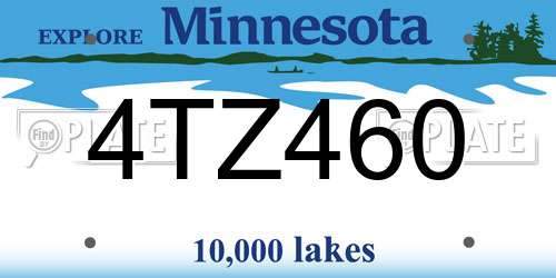 4TZ460 Minnesota License Plate