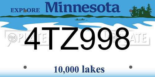 4TZ998 Minnesota License Plate