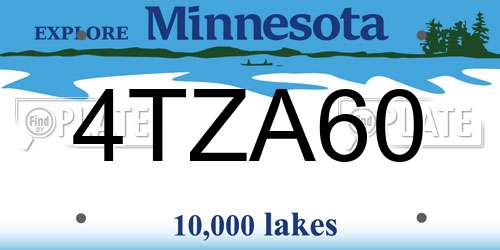 4TZA60 Minnesota License Plate