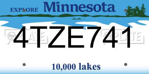 4TZE741 Minnesota License Plate