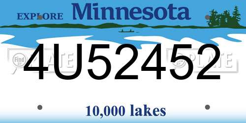 4U52452 Minnesota License Plate