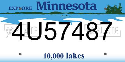 4U57487 Minnesota License Plate