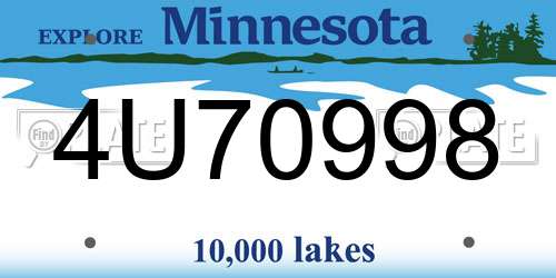 4U70998 Minnesota License Plate