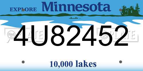 4U82452 Minnesota License Plate