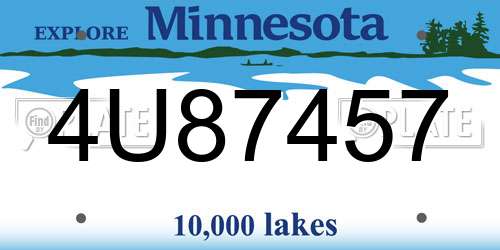 4U87457 Minnesota License Plate