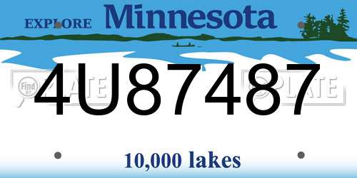 4U87487 Minnesota License Plate