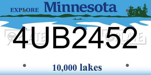 4UB2452 Minnesota License Plate