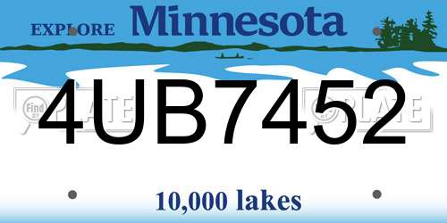 4UB7452 Minnesota License Plate