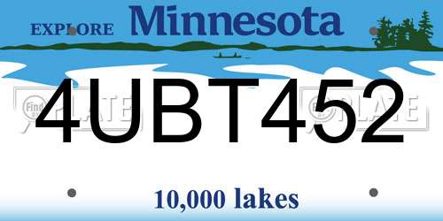 4UBT452 Minnesota License Plate
