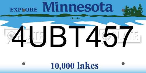 4UBT457 Minnesota License Plate