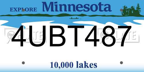 4UBT487 Minnesota License Plate
