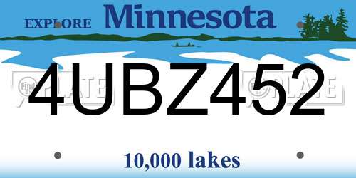 4UBZ452 Minnesota License Plate