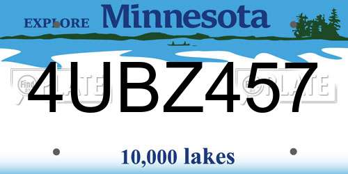 4UBZ457 Minnesota License Plate