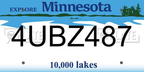 4UBZ487 Minnesota License Plate