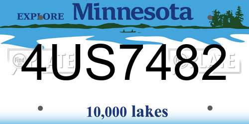 4US7482 Minnesota License Plate