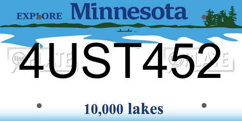 4UST452 Minnesota License Plate