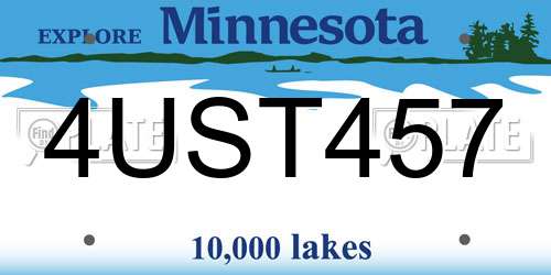 4UST457 Minnesota License Plate
