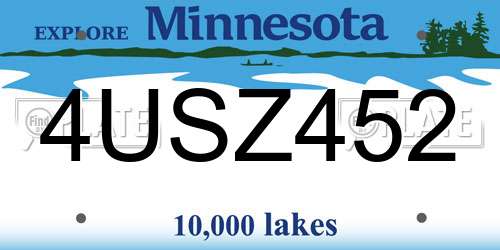 4USZ452 Minnesota License Plate