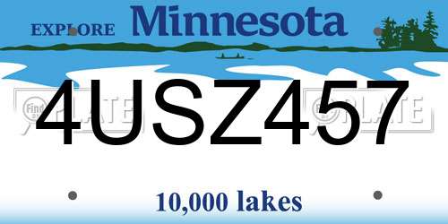 4USZ457 Minnesota License Plate
