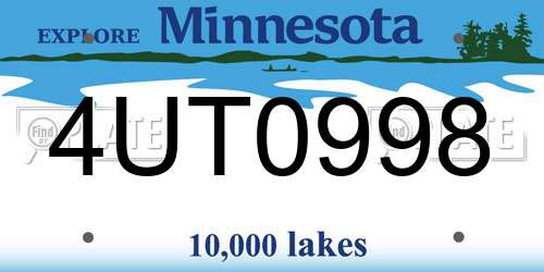 4UT0998 Minnesota License Plate