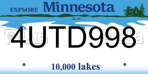 4UTD998 Minnesota License Plate