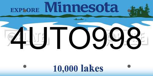 4UTO998 Minnesota License Plate