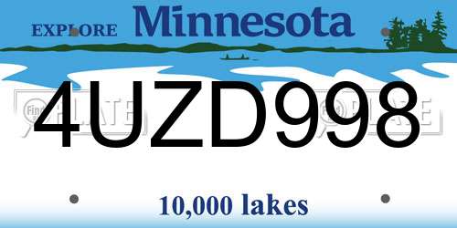 4UZD998 Minnesota License Plate