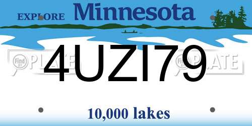 4UZI79 Minnesota License Plate