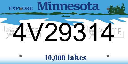 4V29314 Minnesota License Plate